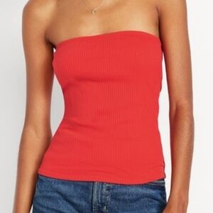 Old Navy Red Ribbed Strapless Camisole Tube Top